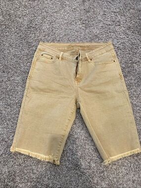 DownEast Frayed Hem Bermuda Shorts - Beige